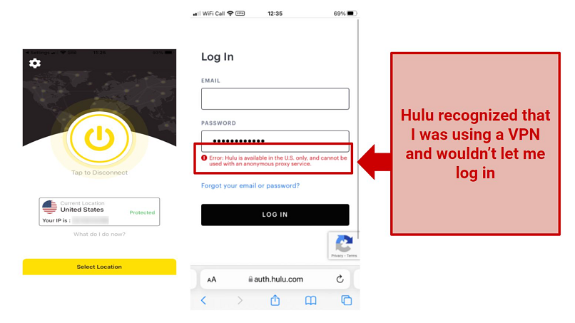 Blocked by: Netflix, Hulu, HBO Max, and Disney+